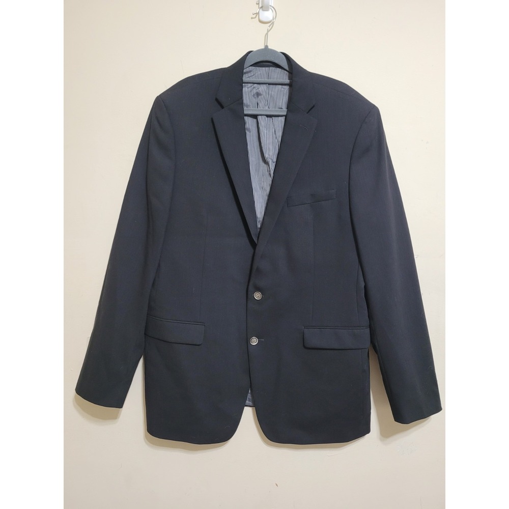 CALVIN KLEIN Suit Jacket Size 46 L Black Wool Blend Lined Sport Coat